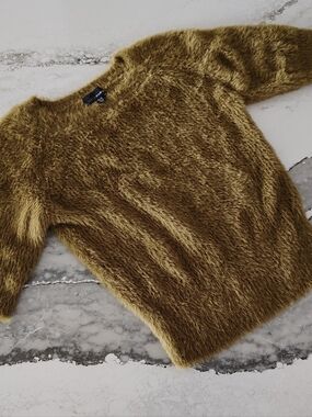 Lucy Paris Olive Fuzzy Scoop Neck Sweater